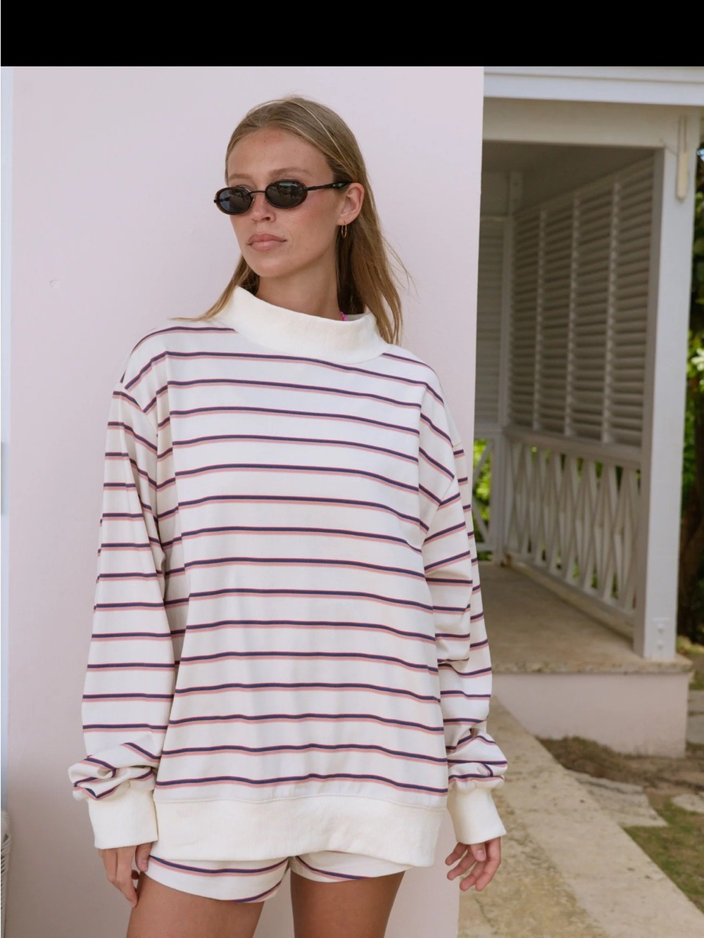 Parke Summerland Stripe Pullover Mockneck in XXL